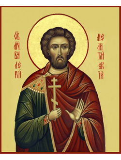 Валерий Мелитинский, святой мученик. Рукописная икона.