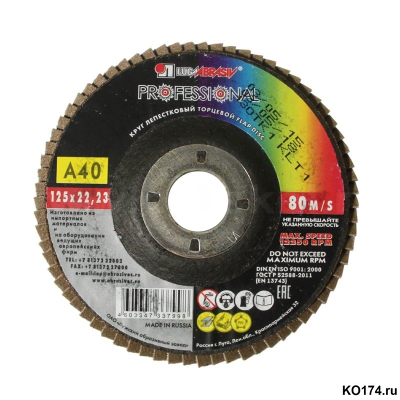 Круг лепестковый торцевой КЛТ 180х22 А40 Луга