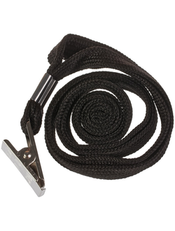 Шнурок для бейджей OfficeSpace с клипсой, 45 см, черный (284664)