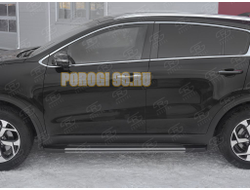 Пороги алюминиевые "Элеганс" РусСталь для Kia Sportage 2018-2021