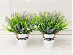 Искусственная трава Осока с лавандой в кашпо № Т004