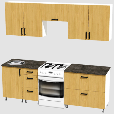 Кухня Эконом 1,8 метра (900х900) Цвет: Дуб Сонома/Дуб Сонома