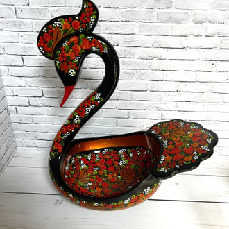 Лебедь большой с ковшами 50*40*23 см сувенирный с росписью Хохлома