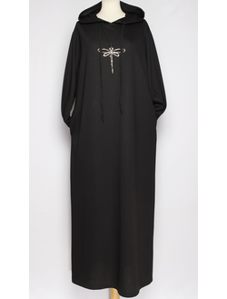 ПЛАТЬЕ С КАПЮШОНОМ "СПОРТ" чёрное р.48-50