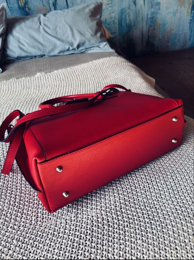 Женская форматная сумка из натуральной кожи, цвет красный рубин, Vera Pelle  Арт.022032