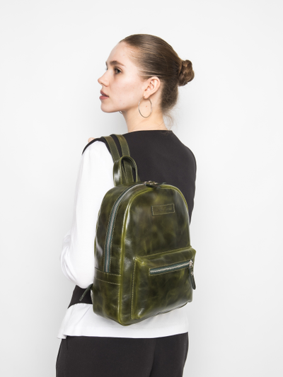 Женский кожаный рюкзак Anzolla dark green (арт. 
3040-11)