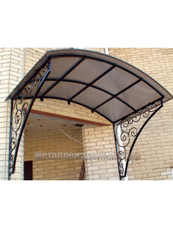 Металлический козырек арочный с ковкой (артикул МКК3)