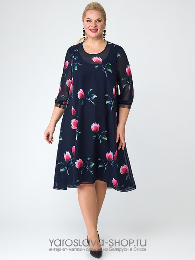 Шифоновое платье А-силуэта с цветочным принтом