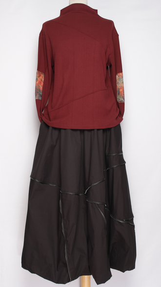 Юбка хлопок "Тюльпан молнии" хаки, черная до р.54