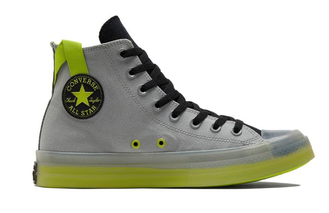 Кеды Converse All Star Cx Stretch Canvas серые высокие с салатовыми вставками