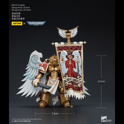 Знаменосец Сангвинарной гвардии Кровавых Ангелов (Warhammer 40k) - КОЛЛЕКЦИОННАЯ ФИГУРКА 1/18 Blood Angels Sanguinary Guard Sanguinary Ancient (JT6199) - JOYTOY