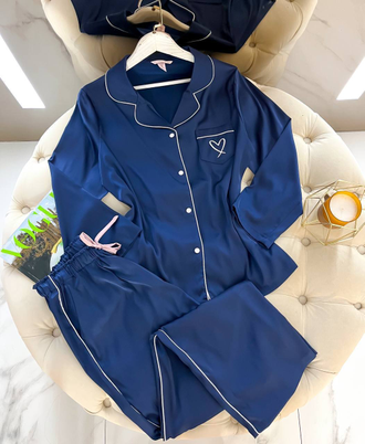 Пижама Виктория Сикрет однотонная цвет синий