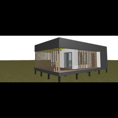 Одноэтажный каркасный дом с двумя спальнями 34м² (SK86)
