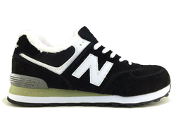 New Balance 574 черные, замша/мех (35-46) Арт: 034МF