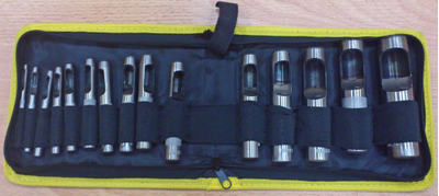 Набор пробойников 3-25 мм  (3,4,5,6,7,8,9,10,11,12,14,16,19,20,25 мм), 15 предметов, в сумке