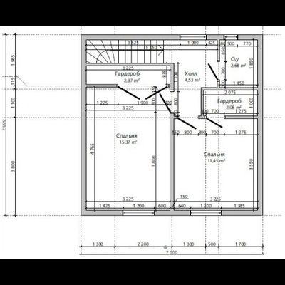 Двухэтажный каркасный дом с двумя спальнями 85м² (SK69)
