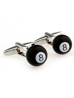 Подарок бильярдисту - запонки "Бильярдный шар №8"