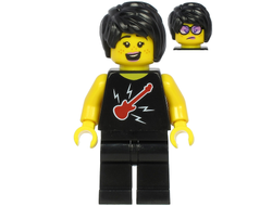 Plane Passenger - Female, Black Hair, Black Sleeveless Top with Red Guitar, Black Legs, n/a (cty1188)