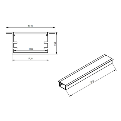 Алюминиевый профиль 4L-1908-V ANOD+OPAL