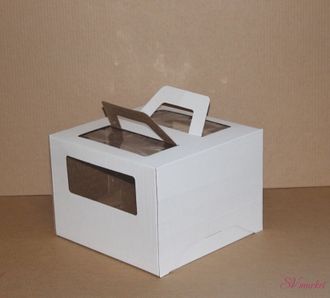 Коробка с окном и ручками Белая 30*30*19 см