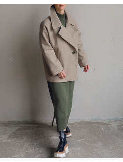 Пальто-бушлат из шерсти (песочный)