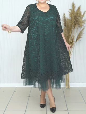 Элегантное, нарядное платье арт. 17430-6829  (Цвет изумруд) Размеры 60-70