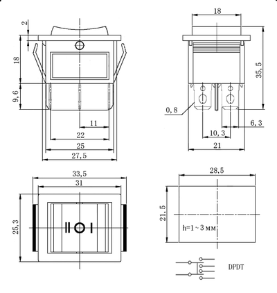 Переключатель KCD4-130/4P FS влагозащита (370)