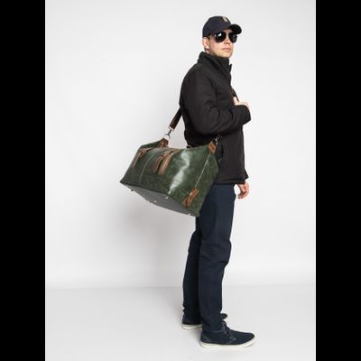 Кожаная дорожная сумка Campora Premium dark green (арт. 
4019-11)
