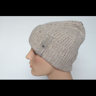 Женская тонкая шапка с отворотом Vizio Италия 6979 CRYO бежевая