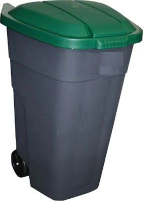 Бак для мусора 110 л. с зеленой крышкой, на колесах