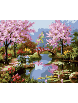 Картина по номерам 40х50 GX 44154 Пруд в весеннем саду