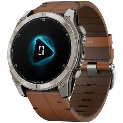 Часы Garmin Fenix 8 -51mm AMOLED Sapphire Bare Titanium / Black / Chestnut Leather Band