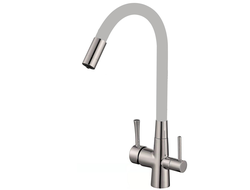 S-L1806L-04  Смеситель для кухонной мойки под фильтр питьевой воды, сатин + серый, SAVOL *