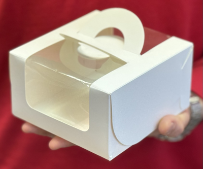 Коробка для бенто-торта с/о с/р (белая), 140*140*80мм