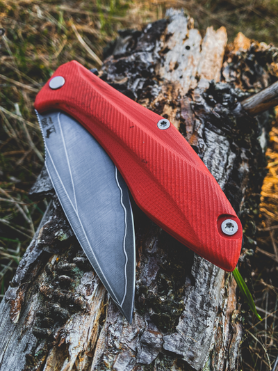 Складной нож Грач сталь ЛАМИНАТ Васильева, рукоять G10, цвет красный
