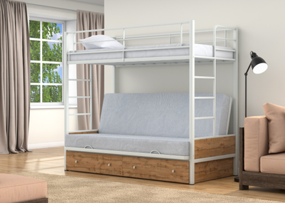 Двухъярусная кровать-диван Дакар 1 Белый (вставки дуб крафт табак)