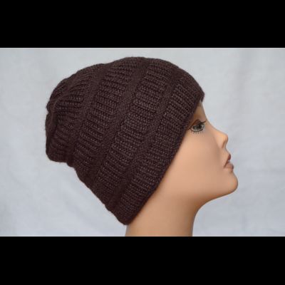 Вязаная шапка из альпака и шелка Vizio Италия 6250 коричневая