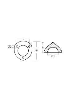 Цинковый анод Tecnoseal Max Prop 00481 Ø72x44мм с 3 отверстиями для гребных винтов