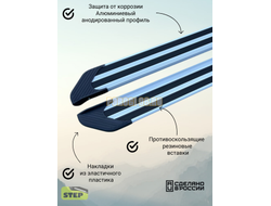 Пороги алюминиевые "Luxe Silver" 1800 мм для Haval Dargo 2022-