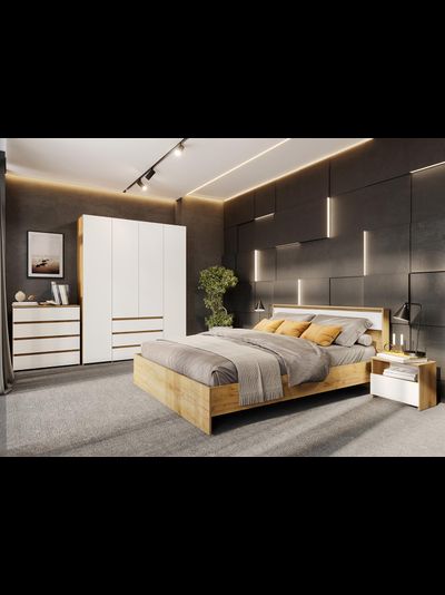 Некст набор мебели для спальни Дуб Золотой / Белая шагрень