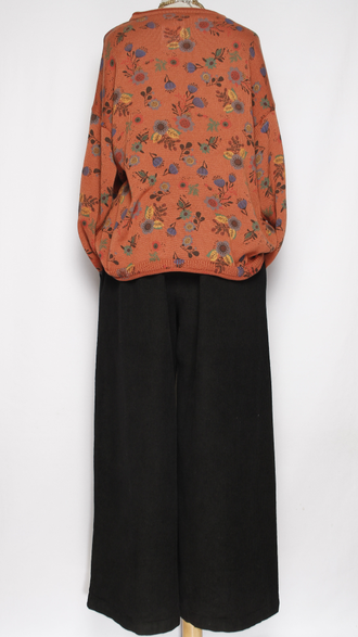 Брюки Бохо "ПАЛАЦЦО КРУПНЫЙ ВЕЛЬВЕТ"  черные до р.56