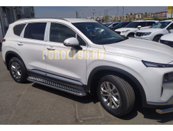 Пороги с накладным листом d53 для Hyundai Santa fe 2021-2024