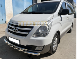 Защита переднего бампера двойная с перемычками d60/42 для Hyundai H-1 Grand Starex 2018-