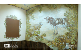Фактурная роспись в гастрономической лавке "Две коровы" 