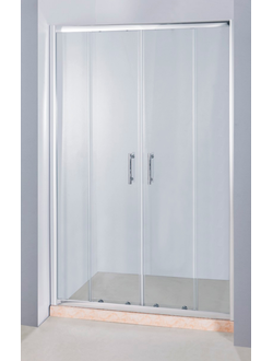 Стеклянная душевая раздвижная дверь, Водный Мир ВМ-ТА-2 150, прозрачная, 150х185 см.