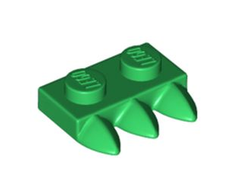 Plate, Modified 1 x 2 with 3 Teeth, Green (15208 6399786)
