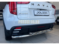 Защита заднего бампера двойная с перемычками Папа Тюнинг d60/42 для Haval Jolion 2024-