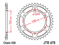 Звезда ведомая (46 зуб.) RK B6833-46 (Аналог: JTR479.46, JTR1479.46) для мотоциклов Yamaha, Kawasaki, Suzuki, MuZ