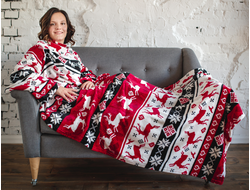 Плед с рукавами "Новогодний" из микрофибры (велсофта)