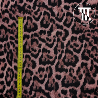 Бифлекс матовый принт Увеличенный леопард с ворсинками, цв. Пыльная роза